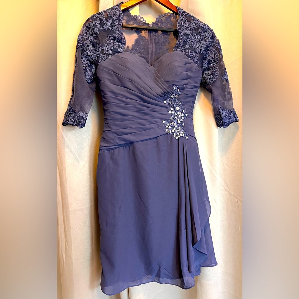 Wedding Dress Dusky Blue Midi Formal Dress NWT